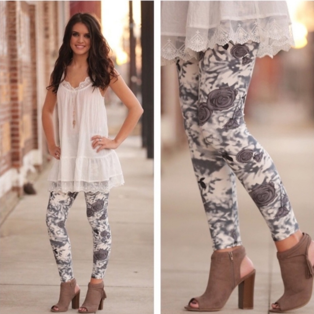 Floral Print Women's Leggings OS